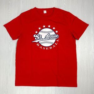 THREE IN Unisex St. Louis Baseball Red Short Sleeves Round Neck T-shirt XL